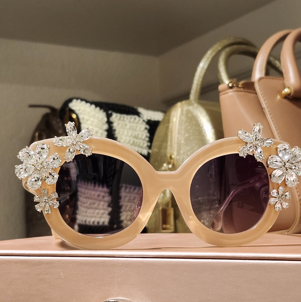Alice & Olivia Floral Embellished Sunglasses - Blush Color
